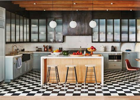 Black And White Checkered Floor Tile Kitchen Black And White Kitchen