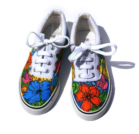Hand Painted Flower Shoes Women Sneakers With Floral Design Custom