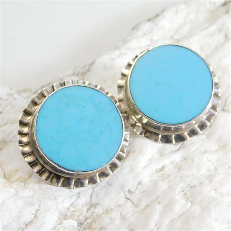 Sterling Turquoise Earrings Vintage Mexican Silver Turquoise Etsy