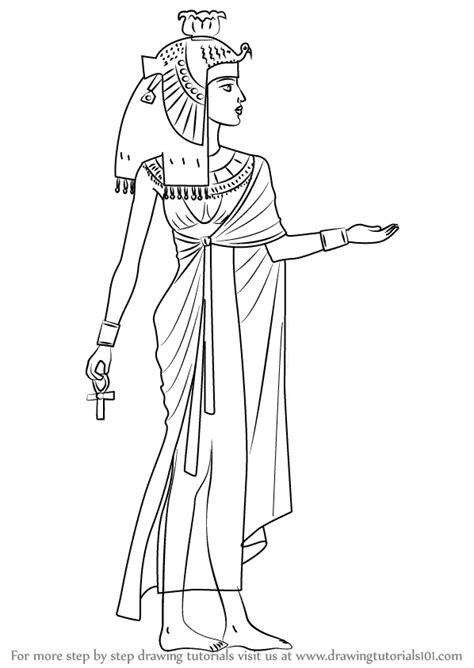 step by step how to draw cleopatra