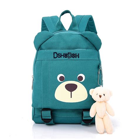 2018 New Cute Kids School Bags Cartoon Bear Dolls Canvas Backpack Mini