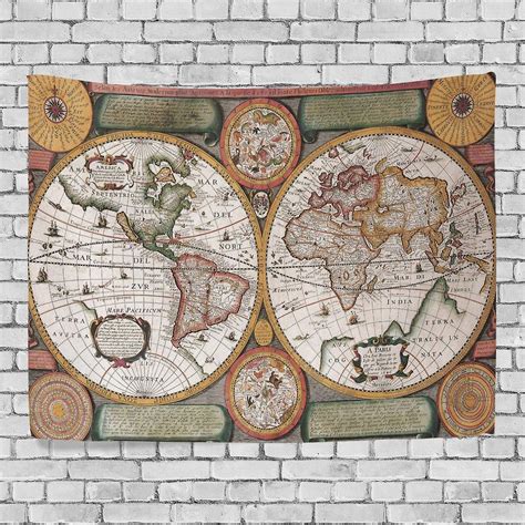 Old Vintage World Map Tapestry Wall Decor Living Room Dorm Tapestries