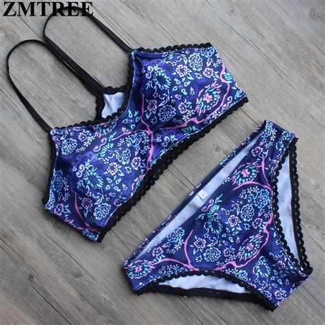 Zmtree New Bikinis Set Sexy Printed Swimsuit Push Up Bikini 2017