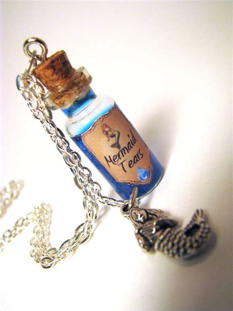 Mermaid Tears Blue Glass Bottle Liquid Potion Necklace Wizard Magic