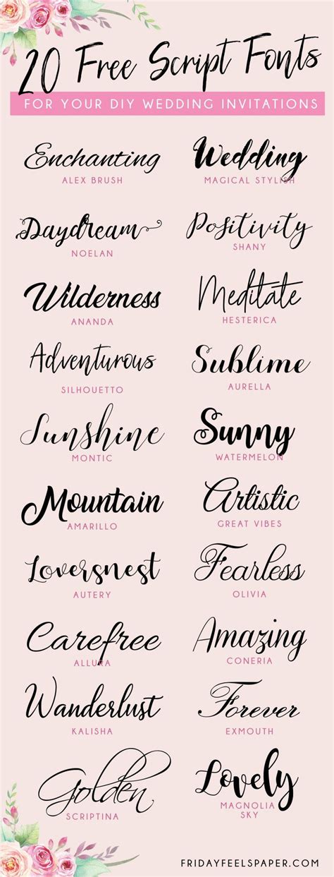If you are prompted to save the file, select a location on your computer and click save. 20 Free Script Fonts For Your DIY Wedding Invitations - Friday Feels Paper | Diy printable ...