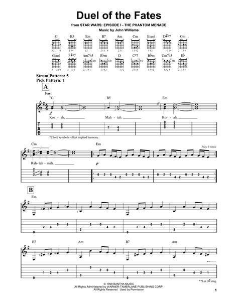 Duel Of The Fates By John Williams Easy Guitar Tab Guitar Instructor