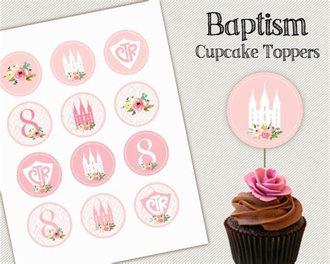 Baptism cupcake toppers baptism toppers baptism party | etsy. Baptism Cupcake Topper, LDS Baptism, Instant Download ...