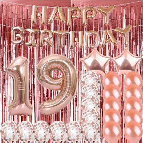 Sweet 19th Birthday Decorations Party Suppliesrose Gold Number 19