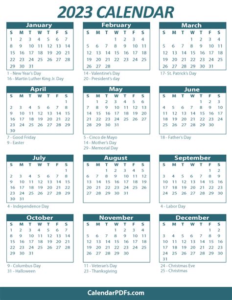 2023 Calendar Printable Pdf 2023