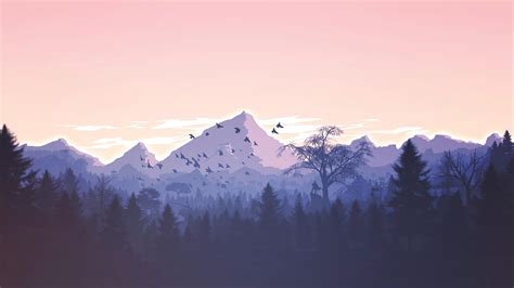 Mountain Forest Landscape Minimalist 4k 2614