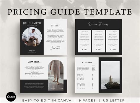 Photography Pricing Guide Template Canva Photography Services Etsy