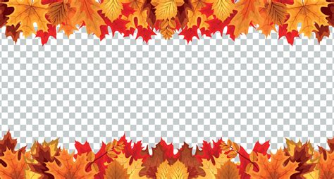 Autumn Leaves Border Frame With Space Text On Transparent Background