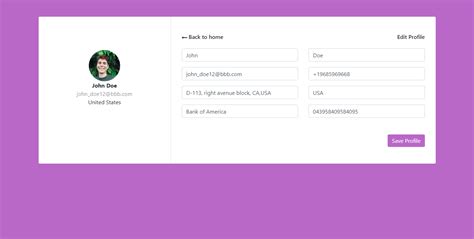Bootstrap 4 Edit Profile Form Example