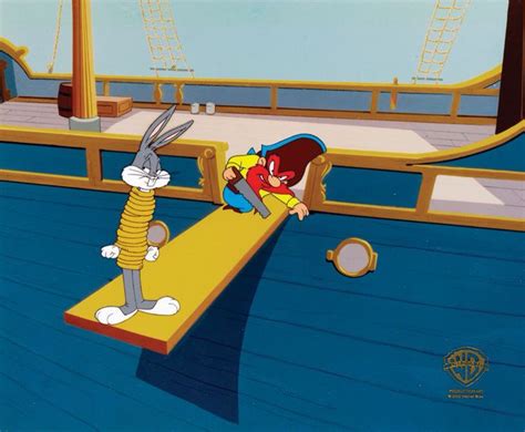 Production Cel Featuring Bugs Bunny And Yosemite Sam From From Hare To