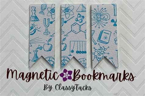 Magnetic Bookmark Set 3 Science Bookmarks Faux Leather Etsy