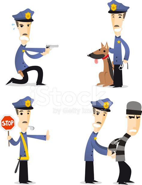 Policía De Dibujos Animados Colección 2 Stock Vector