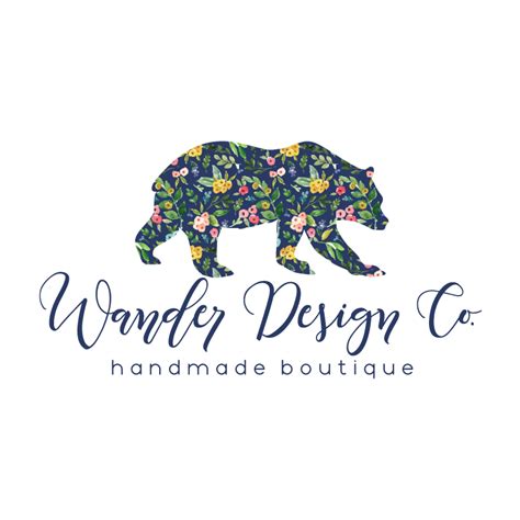 Floral Bear Premade Logo Design Customized With Your Business Name