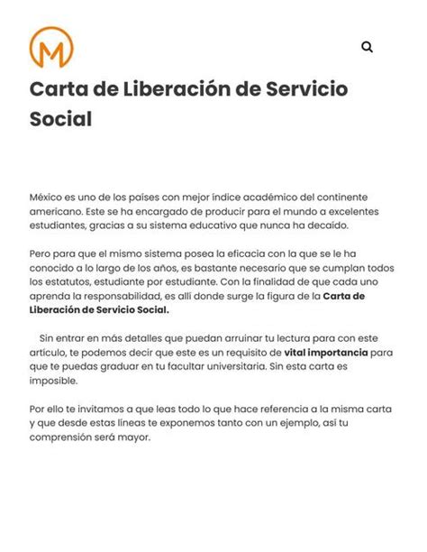 Carta De Liberación De Servicio Social Concepto Y Ejemplo Udocz