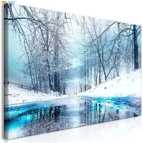 The newsprint will be saturated at first but let it dry completely for several hours or. Winter Landscape Canvas Painting Snow Forest Posters and ...
