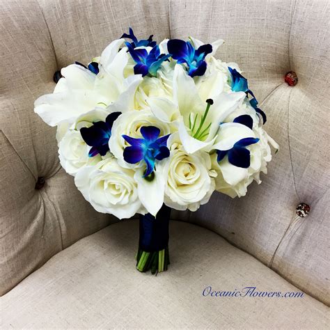 Bridal Bouquet With Roses Roses And Casablanca Lilies And Dyed Bombay