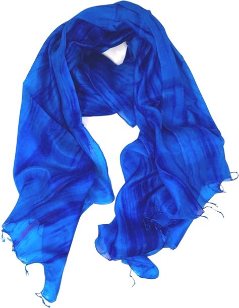 Blue Scarf 100 Pure Silk Scarf Womans Scarves Shawl Wrap Hand Painted