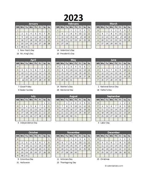 Editable 2023 Yearly Calendar Printable Calendar 2023