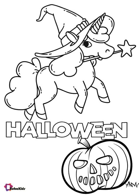 Unicorn And Pumpkin Halloween Coloring Page Halloween Coloring Pages