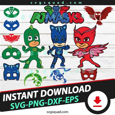 Svg Files Pj Mask Svg Silhouette Dxf Vector Files Instant Download