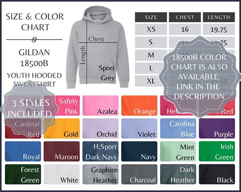 Gildan 18500b Size Chart Gildan G185b Youth Sweatshirt Size Etsy