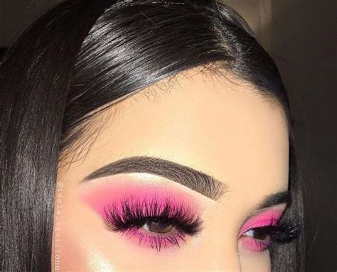 Hot Pink Blown Out Eyeshadow Look With Dramatic Lashes And Bold Brows