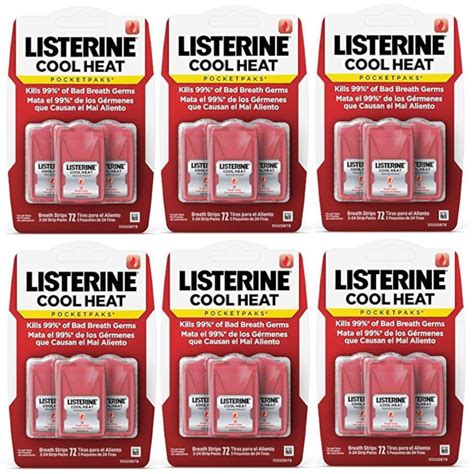 6 Pack Listerine Pocket Paks Breath Strips Cool Heat-Cinnamon 432 Strips Total - Walmart.com