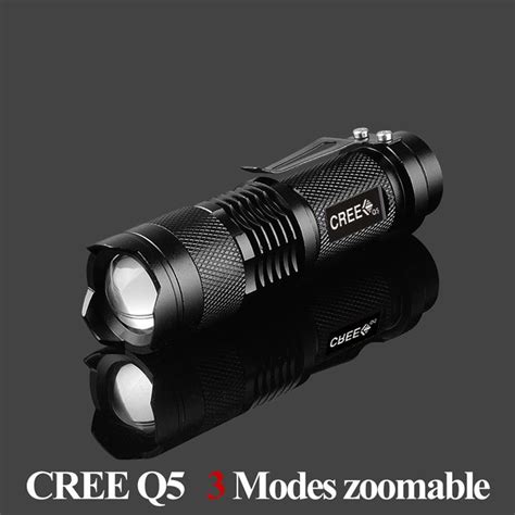 Portable Lighting Cree Q5 Led Flashlight 7w High Power Mini Zoomable 3