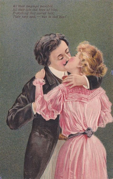 Postcard Romance Couple Kissing Shes In A Red Dress Pfb