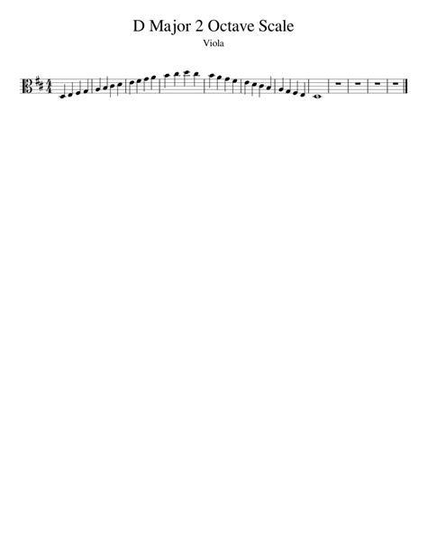 D Major 2 Octave Scale Viola Sheet Music For Viola Solo
