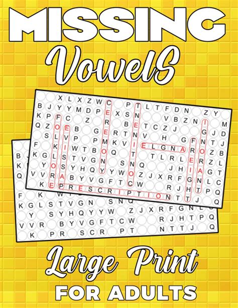 Buy Missing Vowels Large Print For Adults Missing Vowels Word Search