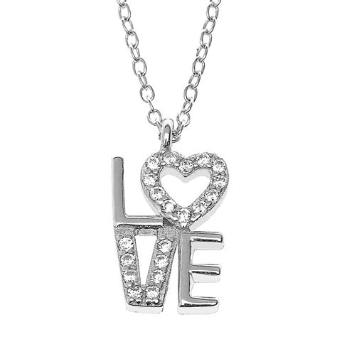 Sterling Silver Love Cz Necklace