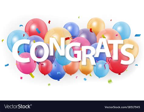 Congratulations With Balloon And Confetti Vector Image