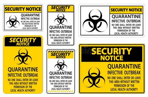 Notice Quarantine Holding Area Sign Isolate On White Backgroundvector Illustration Eps10 Stock