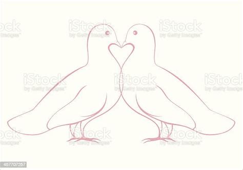 Pair Of Love Doves Vector Illustration Card Design Stock Illustration