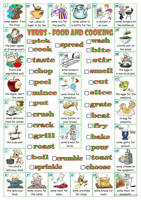 Verbs Food And Cooking English Esl Worksheets Pdf And Doc