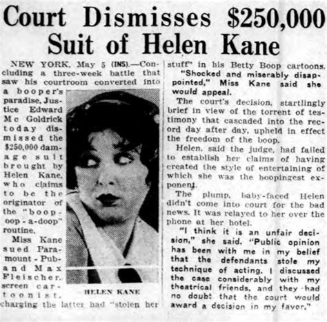 Court Dismisses 250000 Suit Of Helen Kane Betty Boop Wiki Fandom