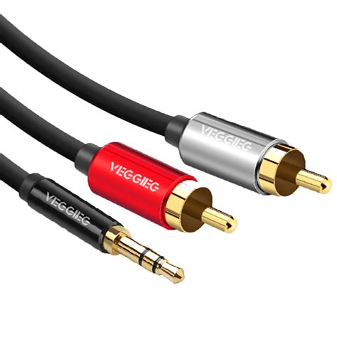 Premium Gold Plated 35mm Male To 2 Rca Male Aux Auxiliary Stereo Audio