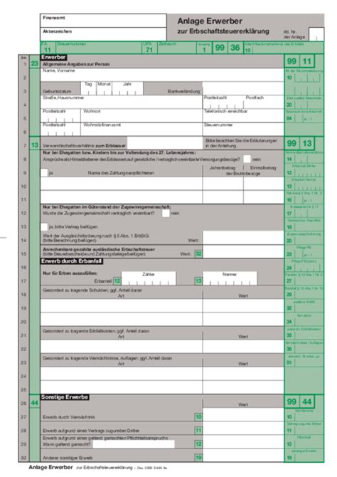 Erbschaftsteuererkl Rung Formular Losformathens Online Formulare