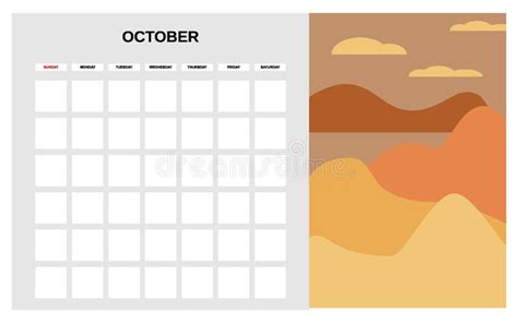 Calendar Planner October Autumn Month Minimal Abstract Contemporary