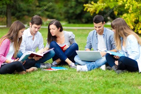 University Students Studying Outside