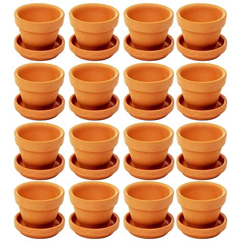 The artistic value of a cooking vessel that doubles. 16-Pack Terra Cotta Pots with Saucer, Mini Small Terracotta Flower Clay Pots Planters with ...