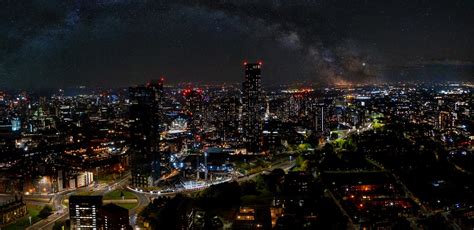 Aerial Shot Of Manchester Uk At Night Editorial Image Image Of