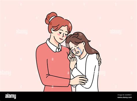 Loving Mom Hug Comfort Crying Teen Daughter Stock Photo Alamy