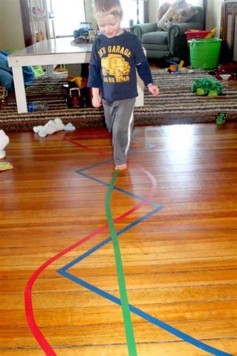 We know that may feel difficult right now, but we have loads of disney inspired indoor games and 10 minute shake up activities to help them stay active while everyone's at home. Tons of Fun, Just Simple Lines of Colored Tape! | toddler ...