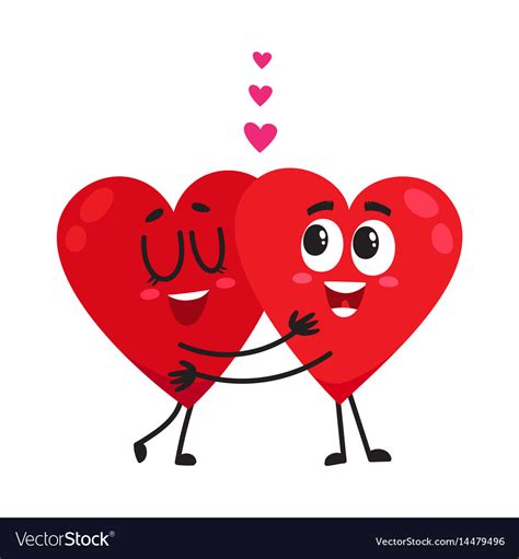 Two Hearts Hugging Embracing Each Other Couple Vector Image